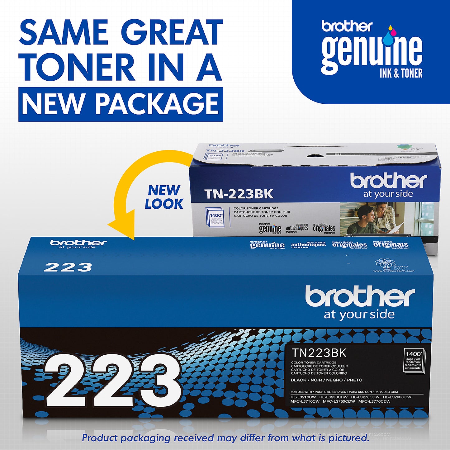 Genuine Brother TN223BK Black Toner Cartridge (1,300 pages)