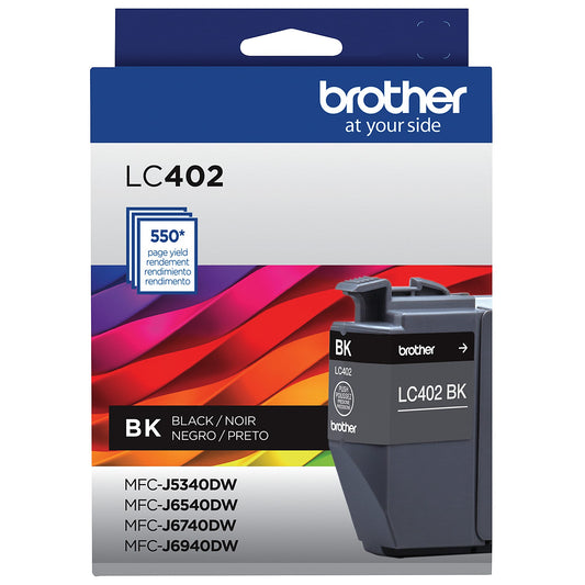 Genuine Brother LC402BK Black Ink Cartridge (550 pages)