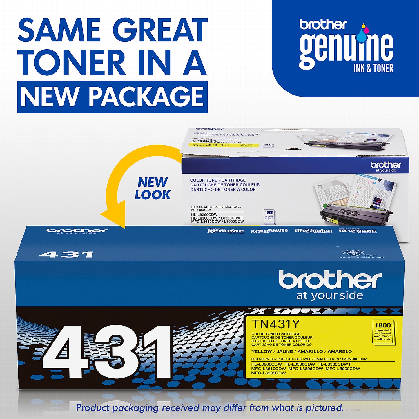 Genuine Brother TN431Y Yellow Toner Cartridge (1,800 pages)