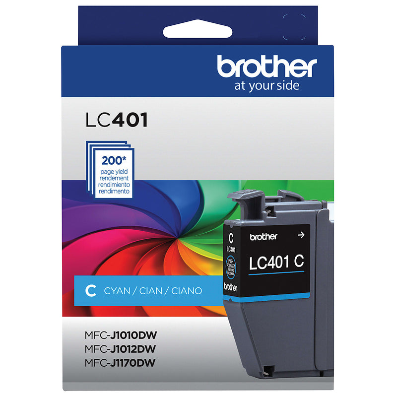 Genuine Brother LC401C Cyan Ink Cartridge (200 pages)