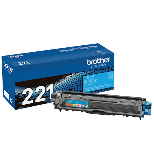 Genuine Brother TN221C Cyan Toner Cartridge (1,400 pages)