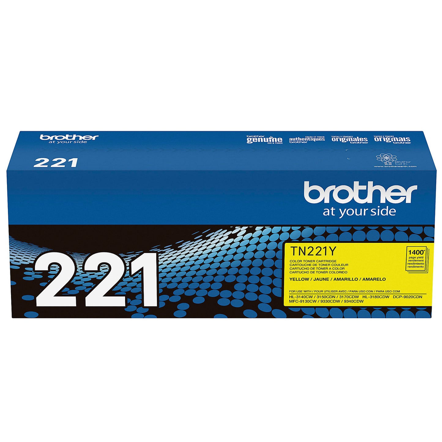 Genuine Brother TN221Y Yellow Toner Cartridge (1,400 pages)