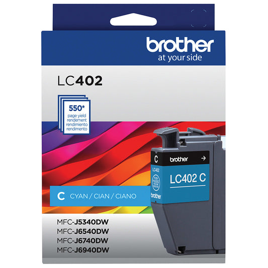 Genuine Brother LC402C Cyan Ink Cartridge (550 pages)