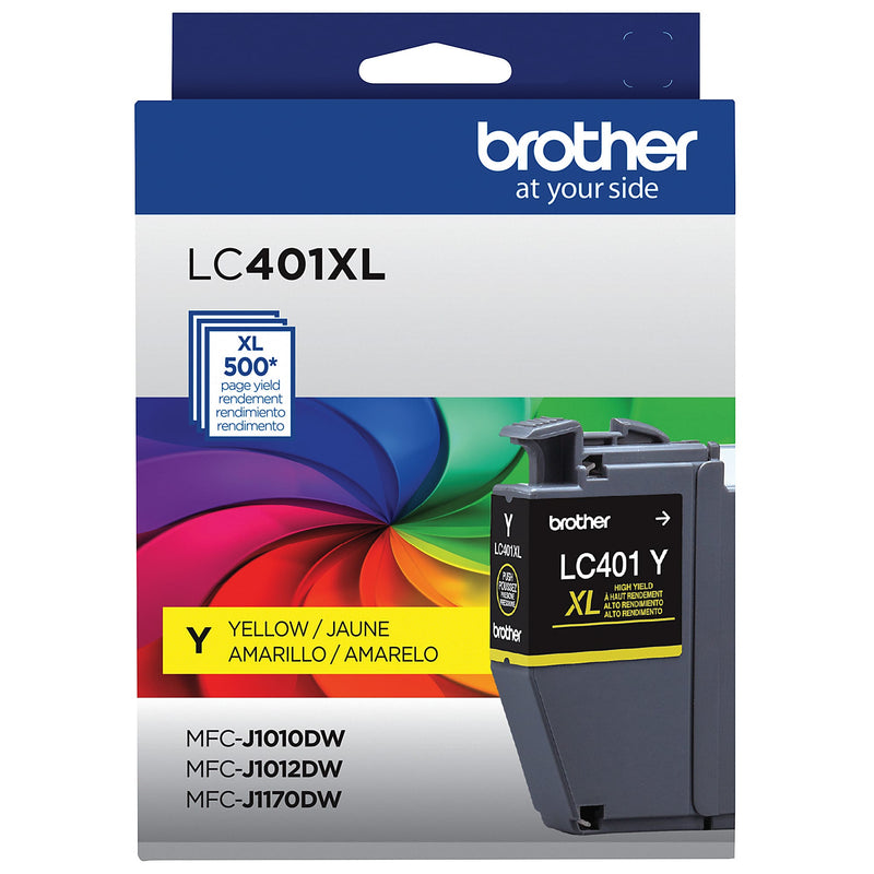 Genuine Brother LC401XLY High Yield Yellow Ink Cartridge (500 pages)