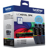 Genuine Brother LC401XL3PKS High Yield Cyan, Magenta, Yellow Ink Cartridge (500 pages)