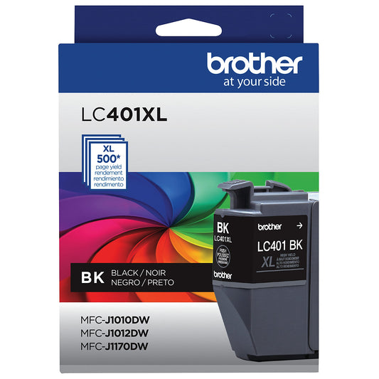 Genuine Brother LC401XLBK High Yield Black Ink Cartridge (500 pages)