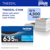 Genuine Brother TN635XLC Cyan Toner Cartridge (4,500 pages)