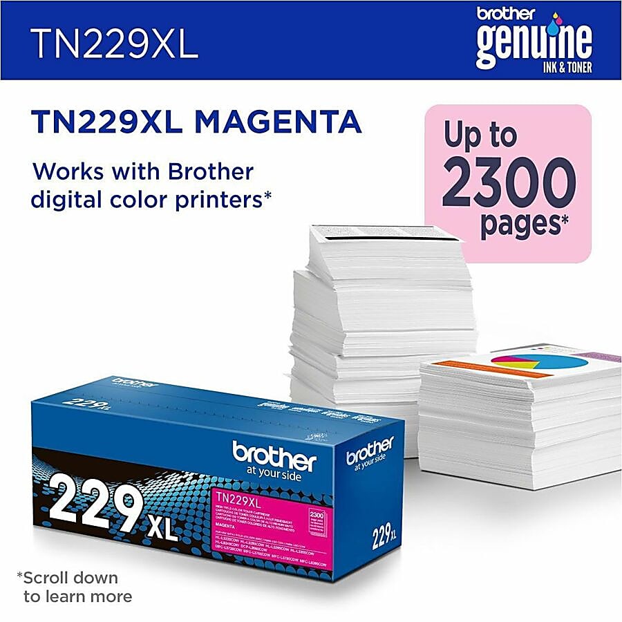 Genuine Brother TN229XLM Magenta Toner Cartridge (2,300 pages)