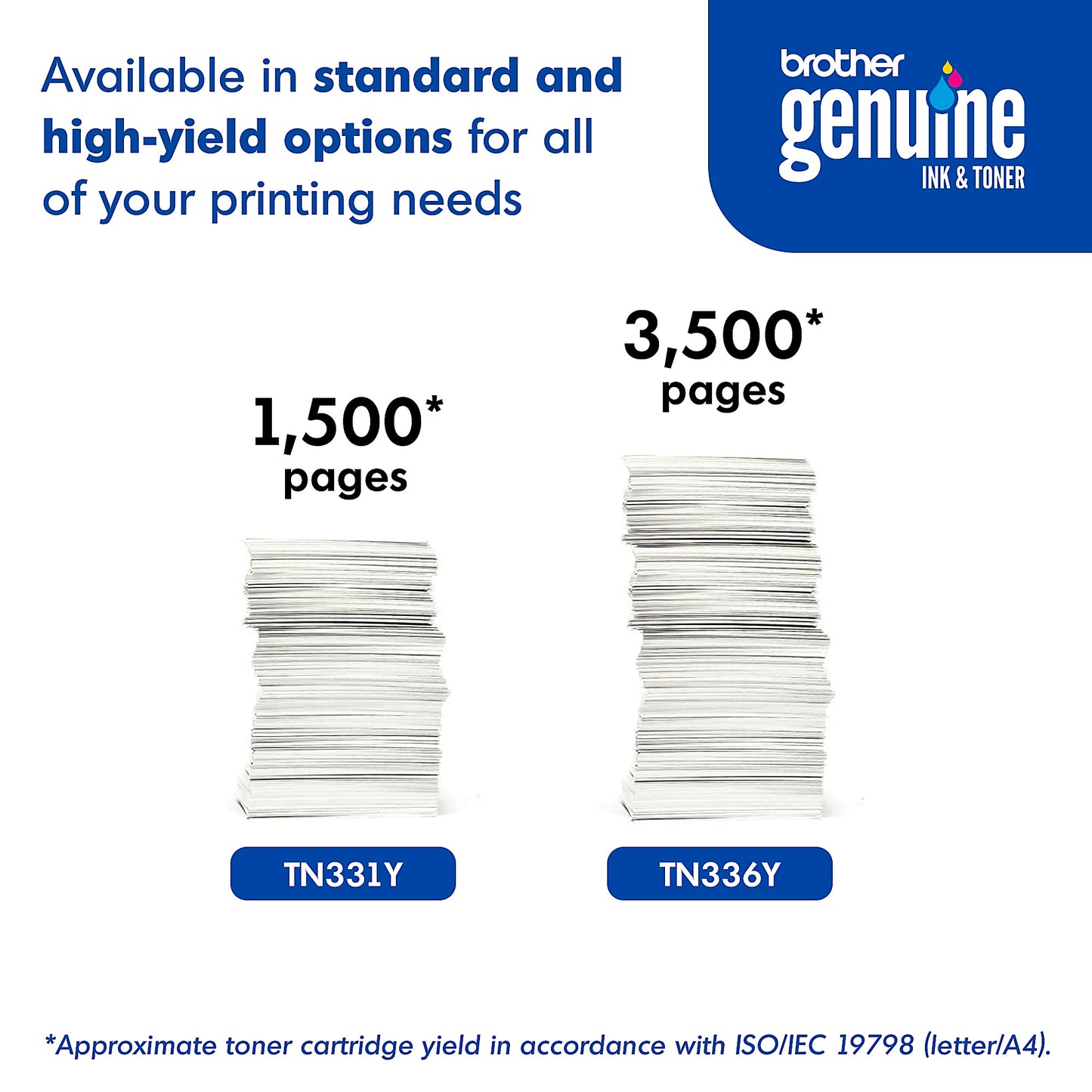 Genuine Brother TN331Y Yellow Toner Cartridge (1,500 pages)