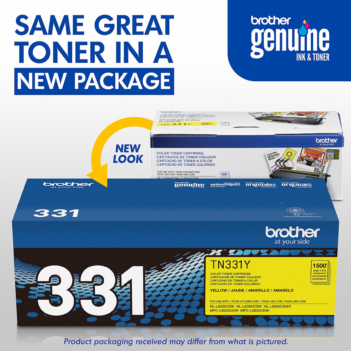 Genuine Brother TN331Y Yellow Toner Cartridge (1,500 pages)