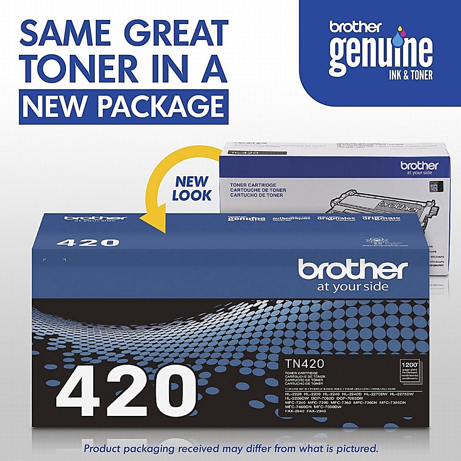 Genuine Brother TN420 Black Toner Cartridge (1,200 pages)