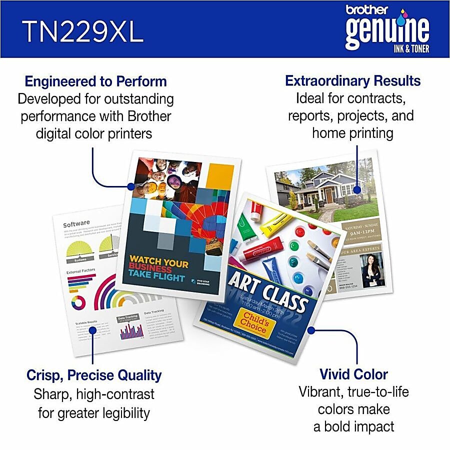 Genuine Brother TN229XLC Cyan Toner Cartridge (2,300 pages)