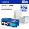 Genuine Brother TN229XLC Cyan Toner Cartridge (2,300 pages)