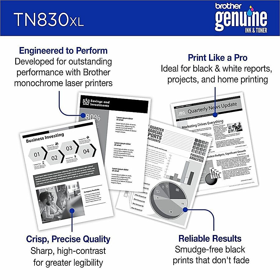Genuine Brother TN830XL Black Toner Cartridge (3,000 pages)