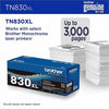 Genuine Brother TN830XL Black Toner Cartridge (3,000 pages)