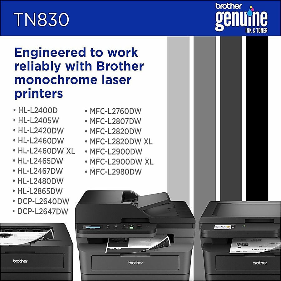 Genuine Brother TN830 Black Toner Cartridge (1,200 pages)