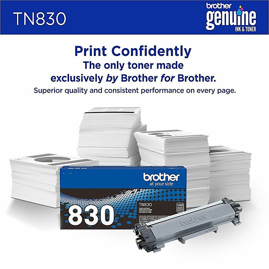 Genuine Brother TN830 Black Toner Cartridge (1,200 pages)