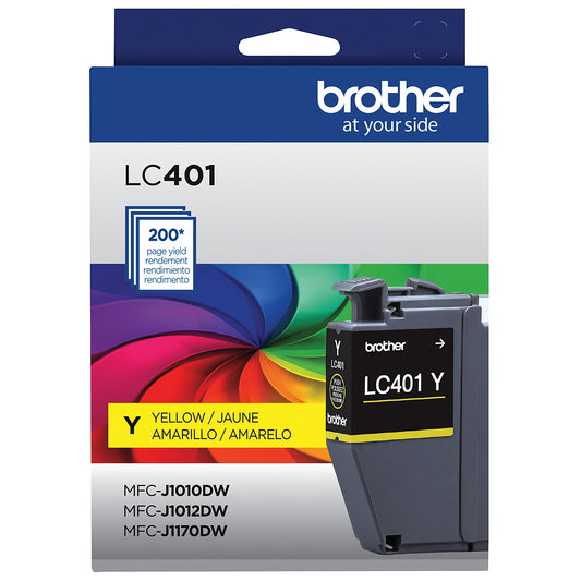 Genuine Brother LC401Y Yellow Ink Cartridge (200 pages)