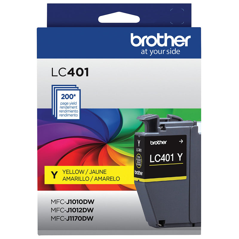 Genuine Brother LC401Y Yellow Ink Cartridge (200 pages)