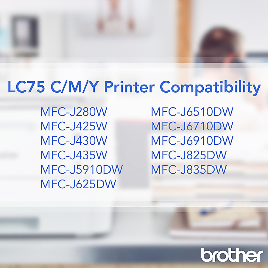Genuine Brother LC753PKS Cyan, Magenta, Yellow Ink Cartridge (300 pages)