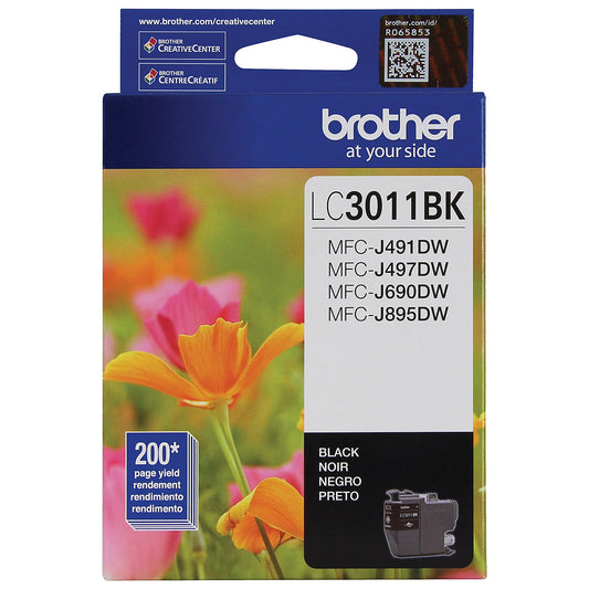 Genuine Brother LC3011BK Black Ink Cartridge (200 pages)