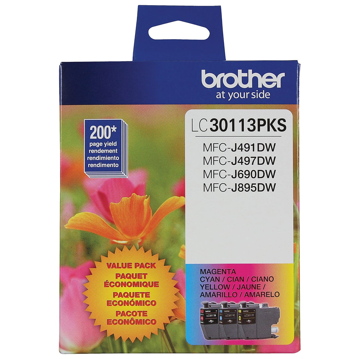 Genuine Brother LC30113PKS Cyan, Magenta, Yellow Ink Cartridge (200 pages)