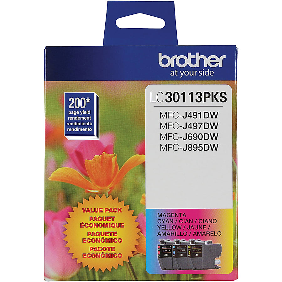 Genuine Brother LC30113PKS Cyan, Magenta, Yellow Ink Cartridge (200 pages)