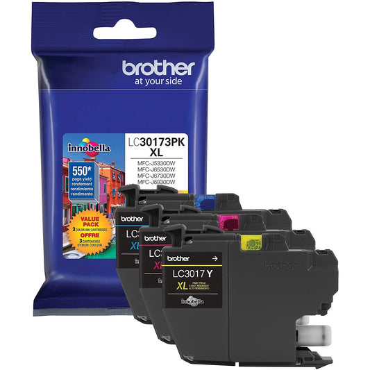 Genuine Brother LC30173PK Cyan, Magenta, Yellow Ink Cartridge (550 pages)