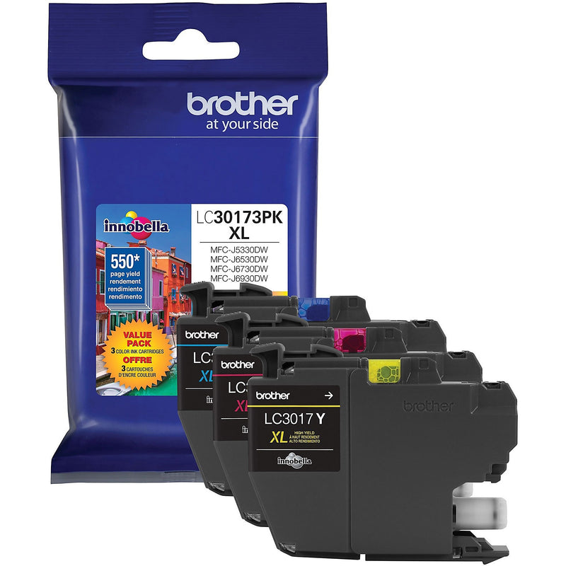 Genuine Brother LC30173PK Cyan, Magenta, Yellow Ink Cartridge (550 pages)