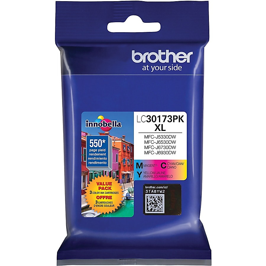 Genuine Brother LC30173PK Cyan, Magenta, Yellow Ink Cartridge (550 pages)