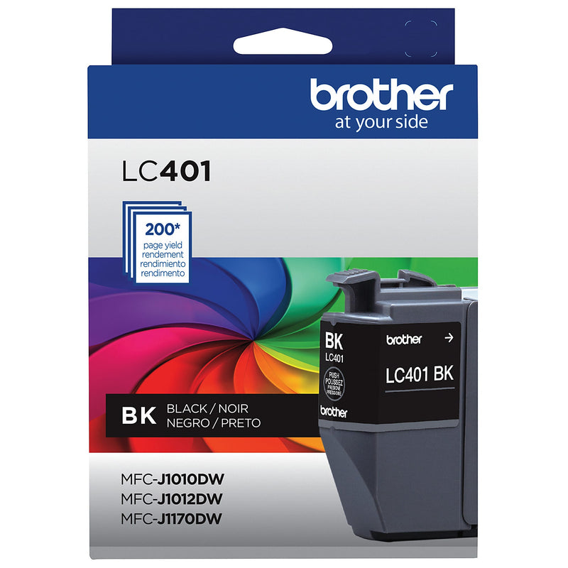 Genuine Brother LC401BK Black Ink Cartridge (200 pages)