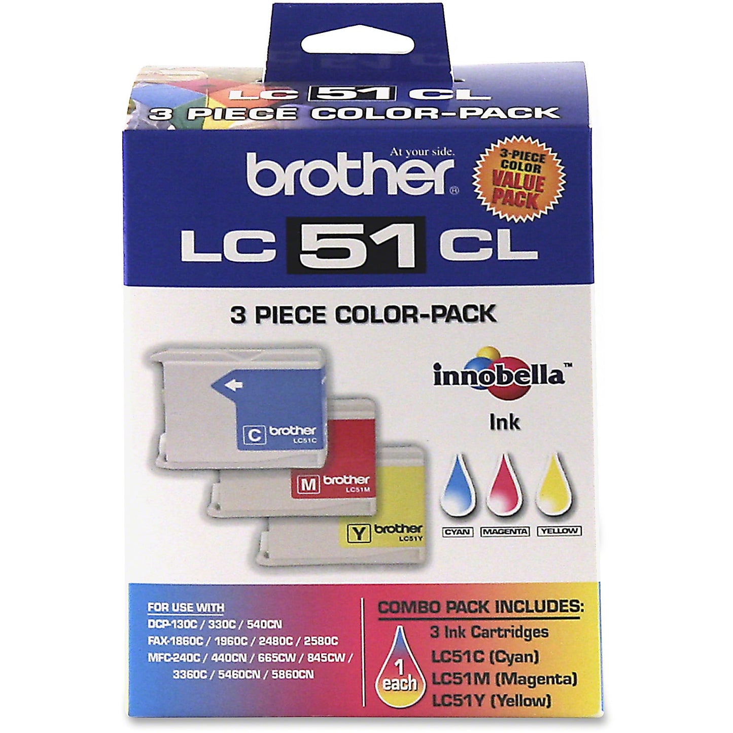 Genuine Brother LC513PKS Cyan, Magenta, Yellow Ink Cartridge (500 pages)