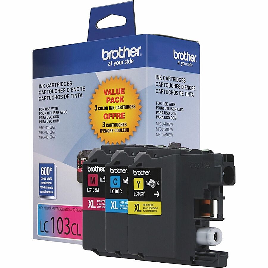 Genuine Brother LC1033PKS High Yield Cyan, Magenta, Yellow Ink Cartridge (600 pages)