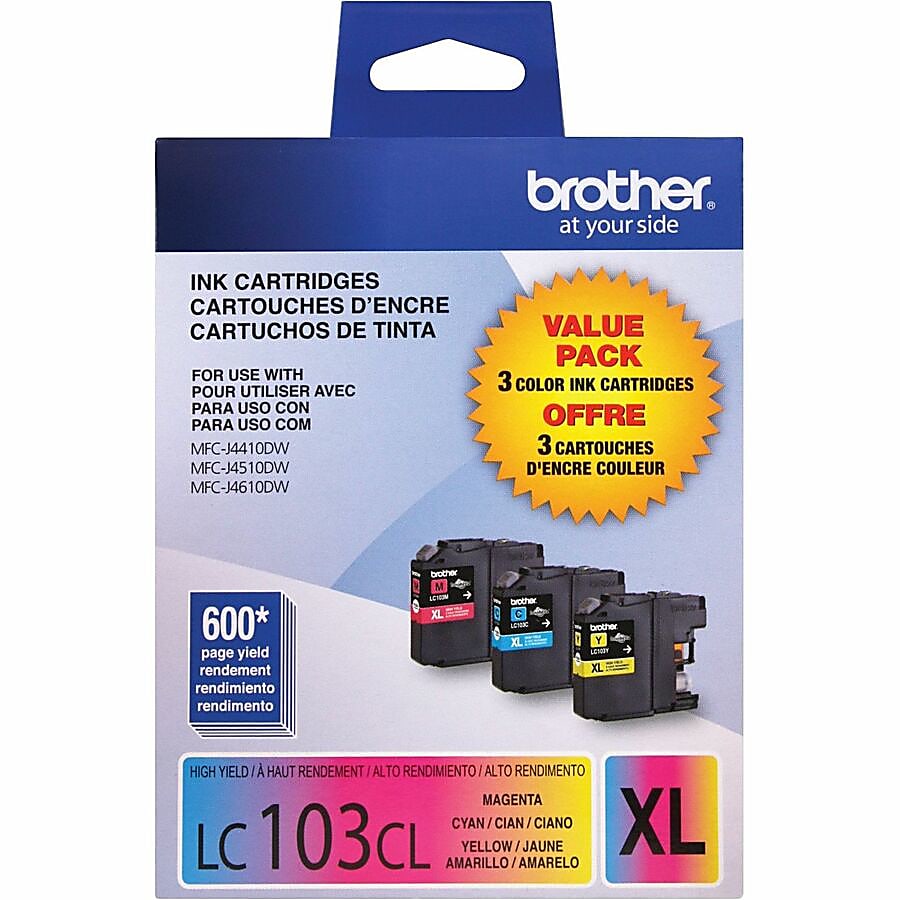 Genuine Brother LC1033PKS High Yield Cyan, Magenta, Yellow Ink Cartridge (600 pages)
