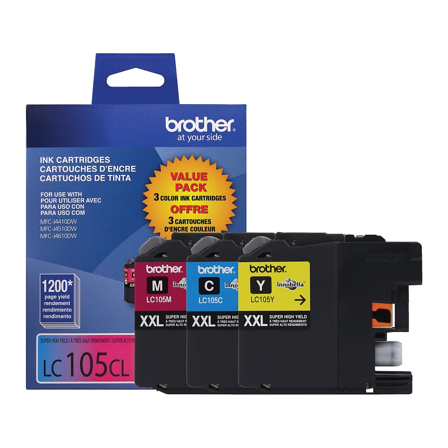 Genuine Brother LC1053PKS Cyan, Magenta, Yellow Ink Cartridge (1,200 pages)