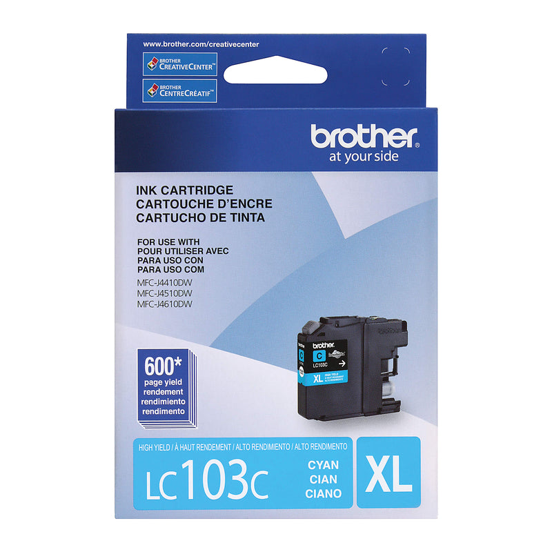 Genuine Brother LC103C High Yield Cyan Ink Cartridge (600 pages)