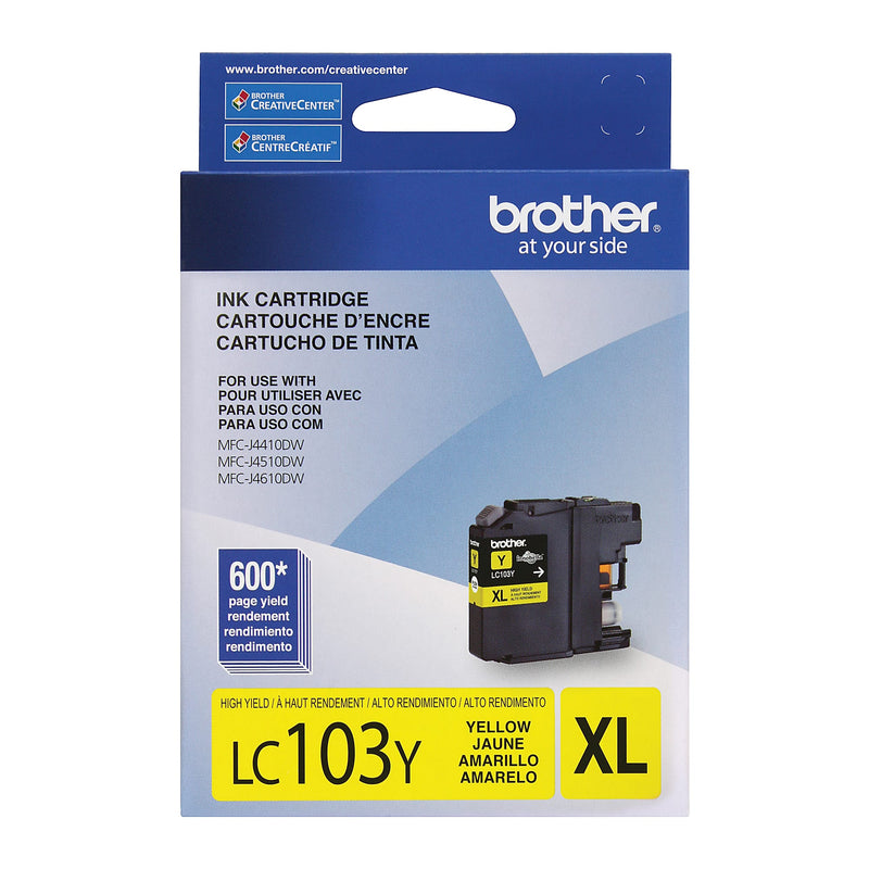 Genuine Brother LC103Y High Yield Yellow Ink Cartridge (600 pages)