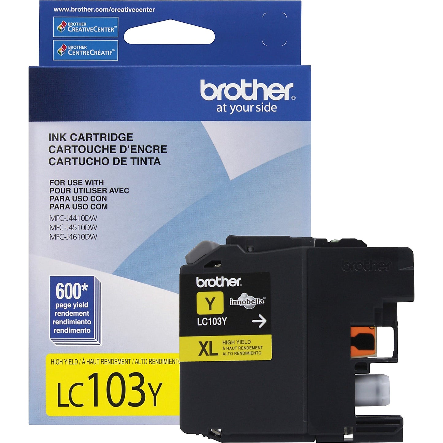 Genuine Brother LC103Y High Yield Yellow Ink Cartridge (600 pages)