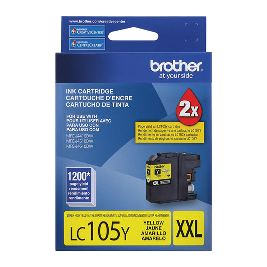 Genuine Brother LC105Y Yellow Ink Cartridge (1,200 pages)