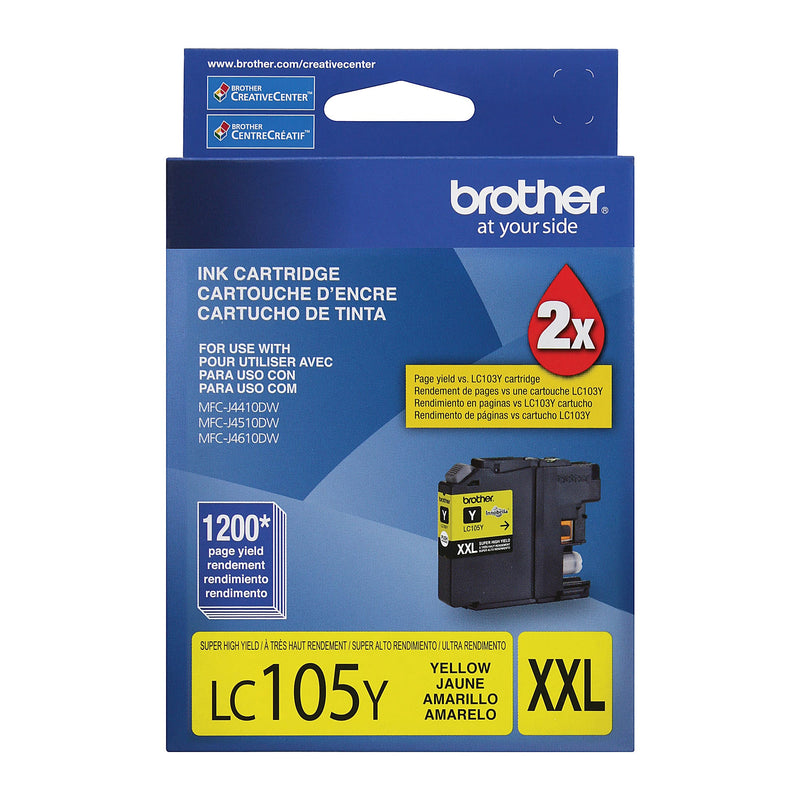 Genuine Brother LC105Y Yellow Ink Cartridge (1,200 pages)