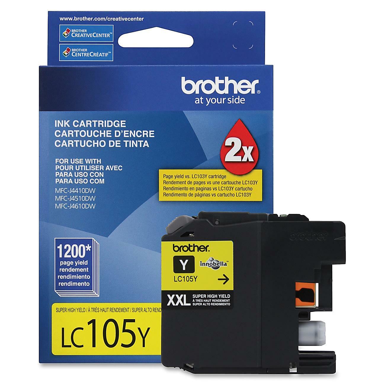 Genuine Brother LC105Y Yellow Ink Cartridge (1,200 pages)