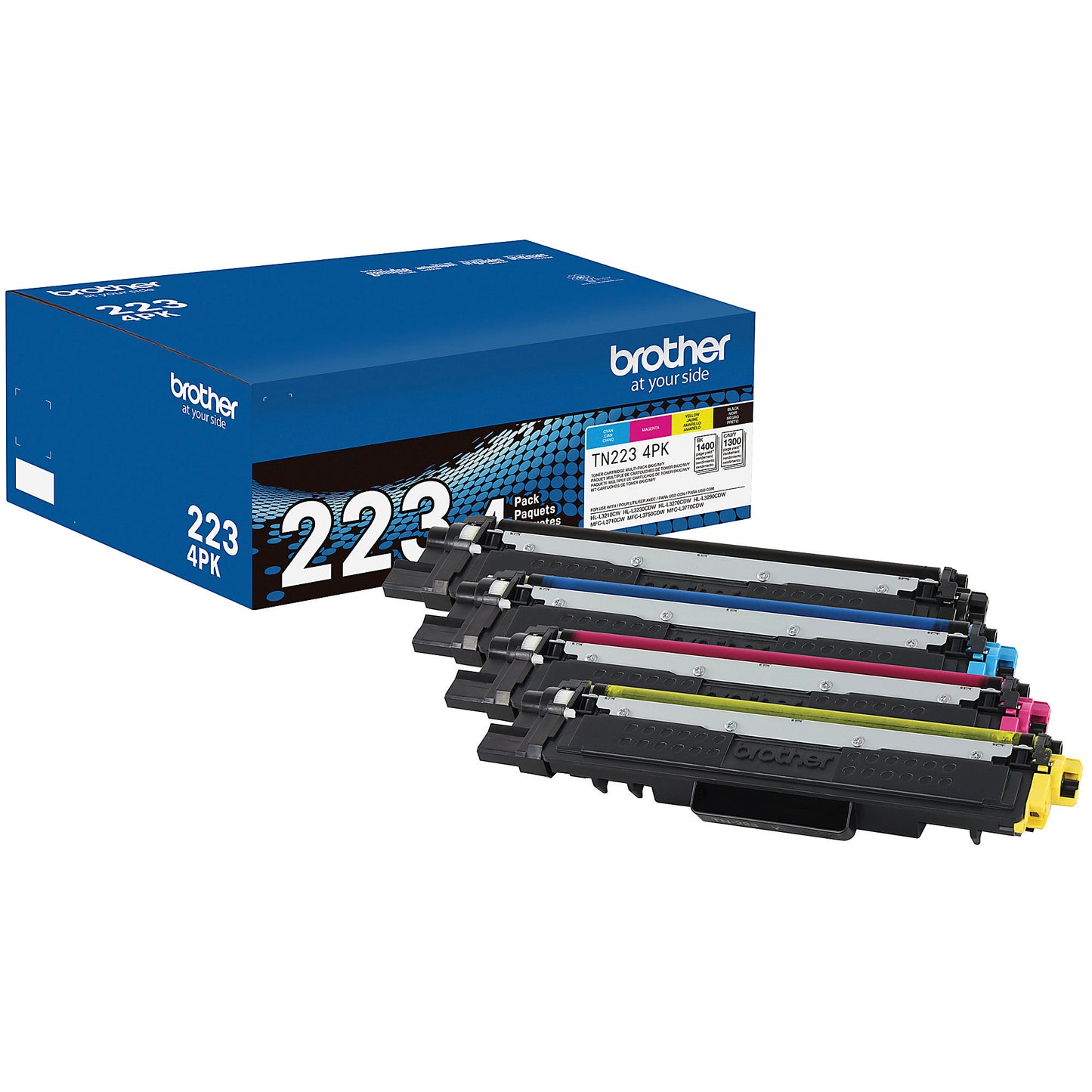 Genuine Brother TN2234PK Black, Cyan, Magenta, Yellow Toner Cartridge (1,300 pages) 4/Pack