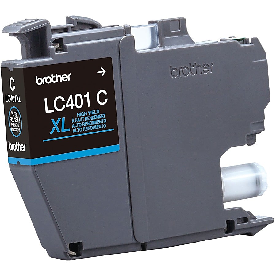 Genuine Brother LC401XLC High Yield Cyan Ink Cartridge (500 pages)