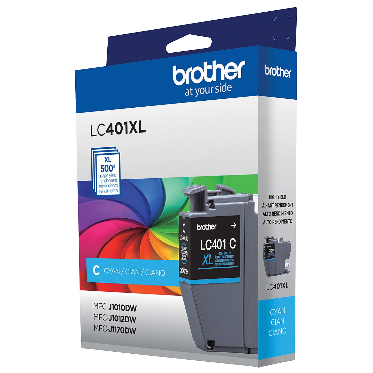 Genuine Brother LC401XLC High Yield Cyan Ink Cartridge (500 pages)