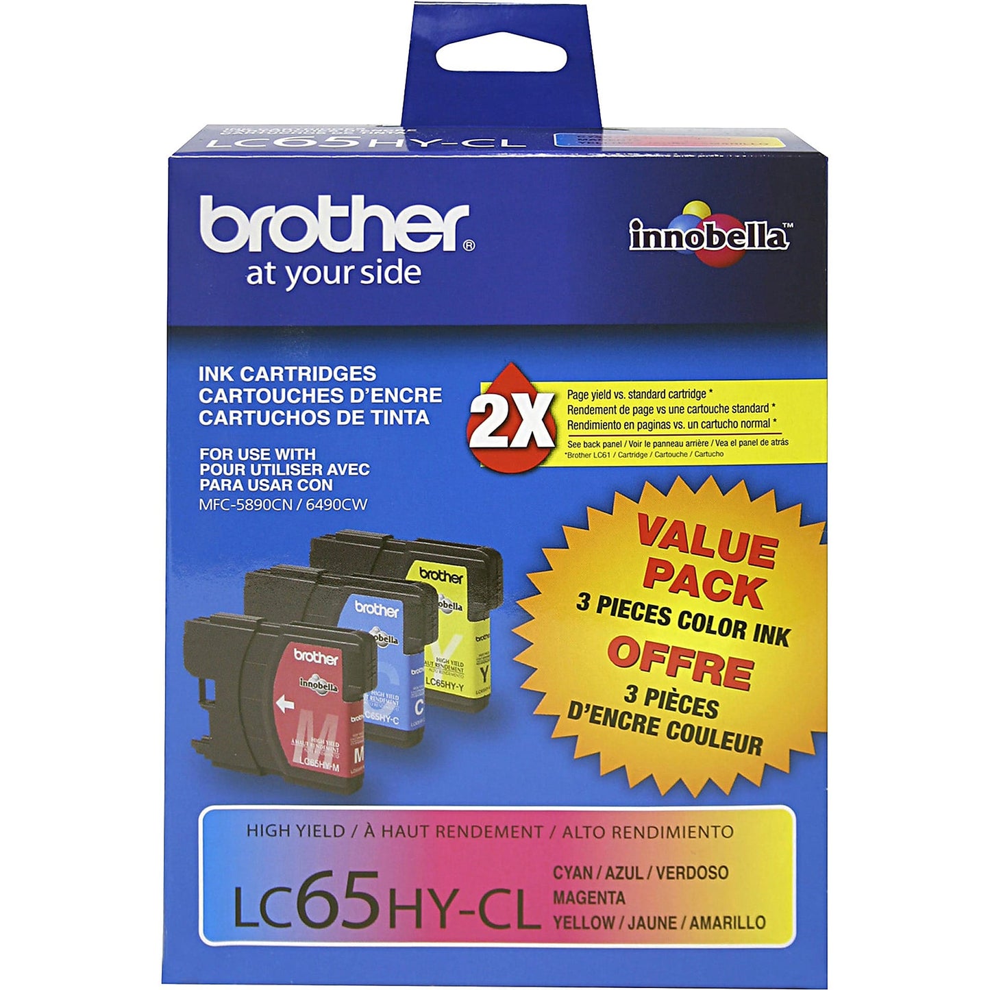 Genuine Brother LC653PKS High Yield Cyan, Magenta, Yellow Ink Cartridge (750 pages)