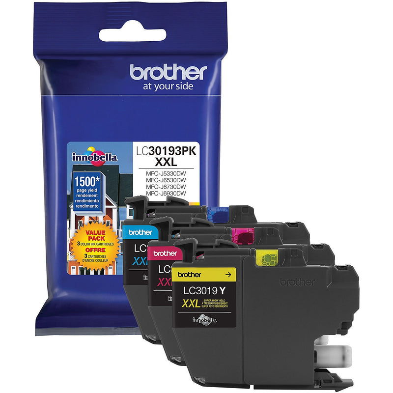 Genuine Brother LC30193PK Cyan, Magenta, Yellow Ink Cartridge (3,000 pages)