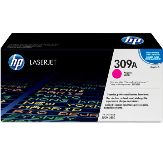 Genuine HP 309A Magenta Toner Cartridge, Q2673A (4,000 pages)