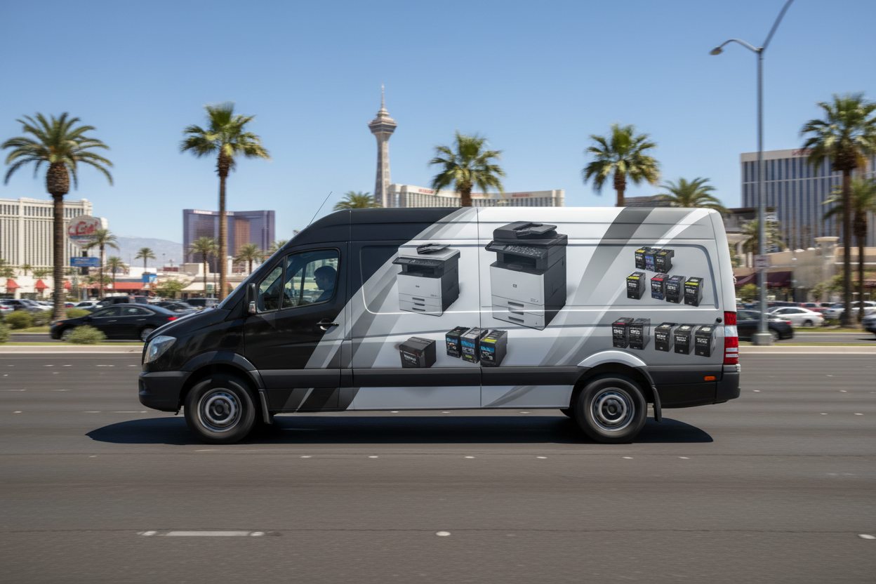 Delivery van on the road — same-day ink and toner delivery